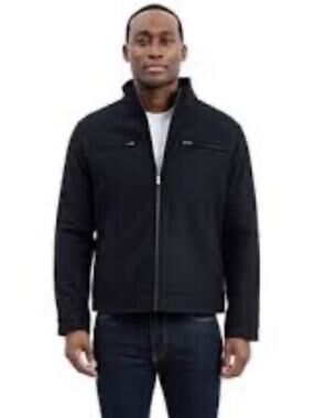 London Fog Men's Hipster wool blend military Full Zip Jacket Black Small NWT